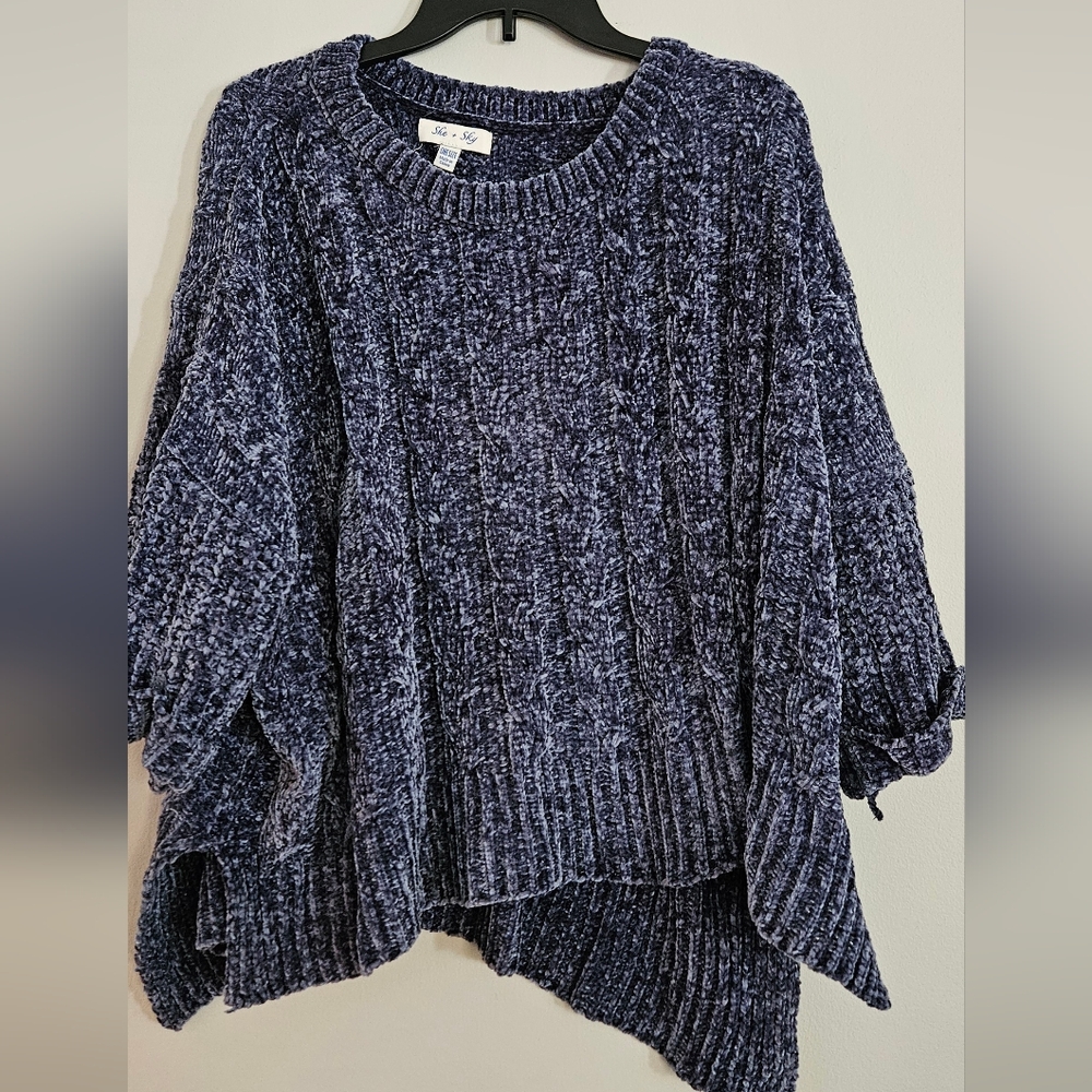 She + Sky Plush Navy Pullover